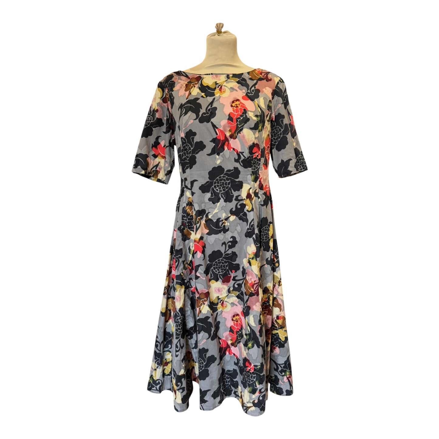 Toast Grey Floral Dress - 12