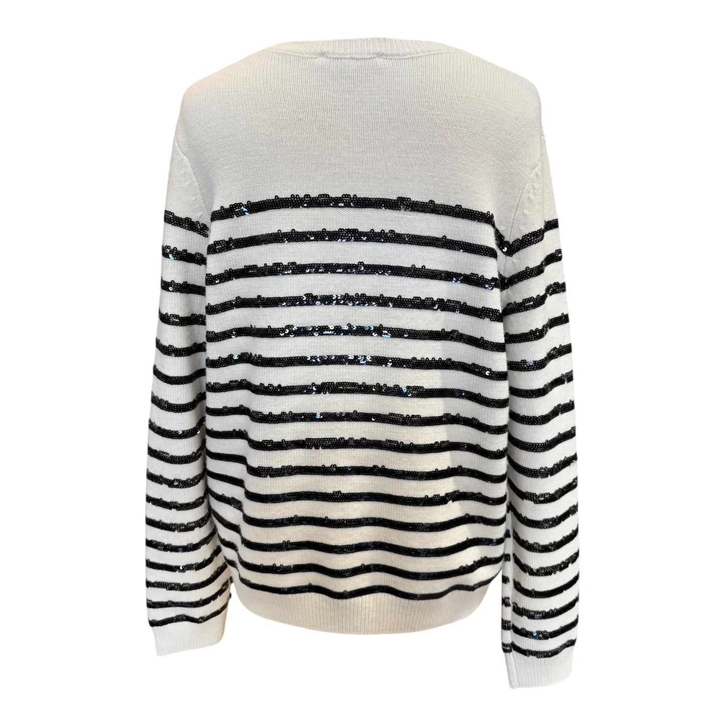 Maje White Jumper with Black Sequins  - 12/14/16