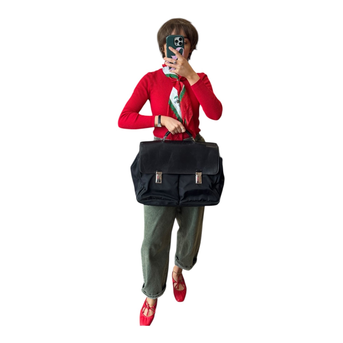Prada Leather and Nylon Briefcase
