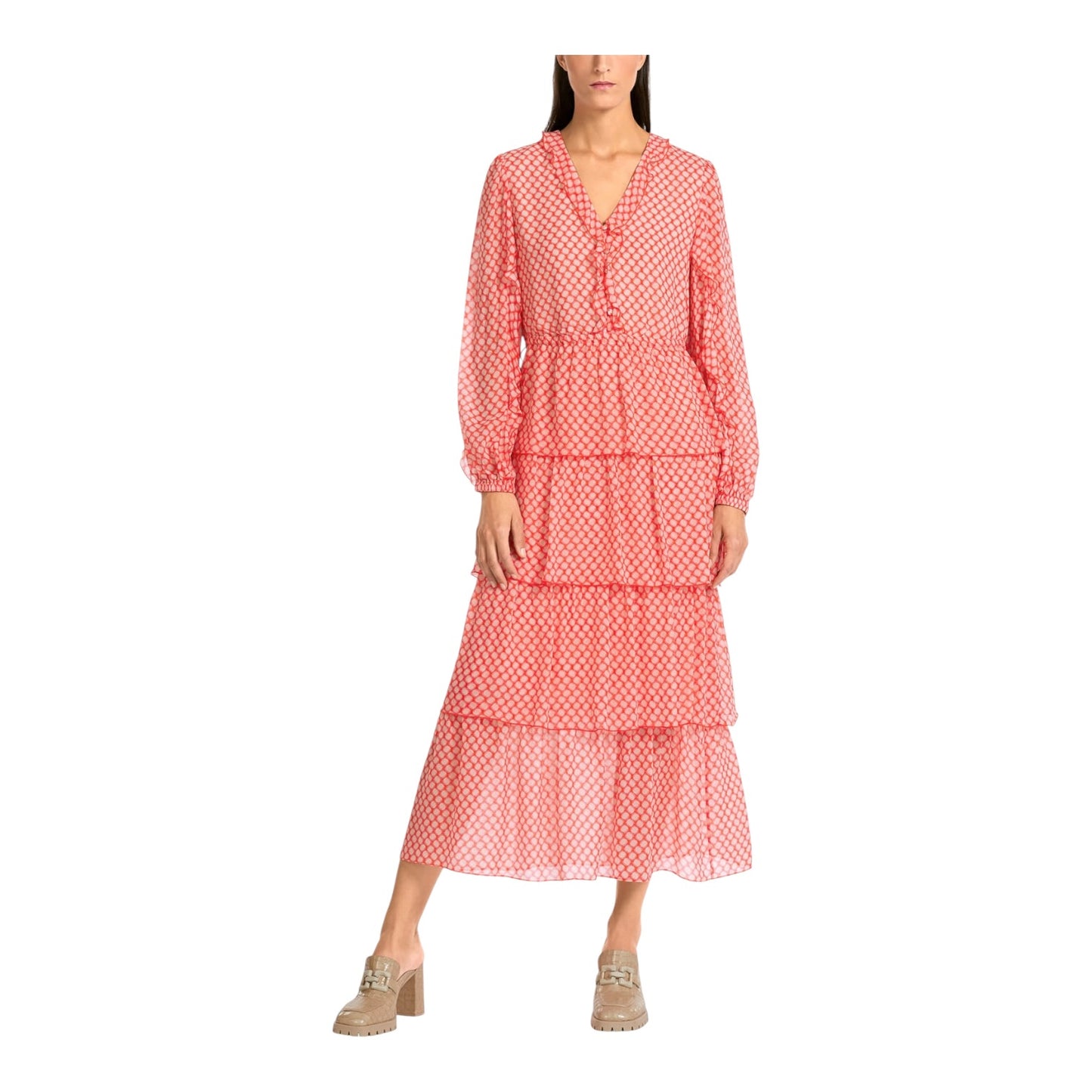Marc Cain Orange Layered Dress - 14/16