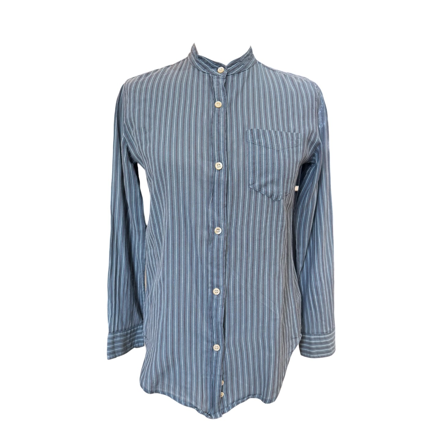 Isabel Marant Blue Grandad Collar Shirt - 6/8