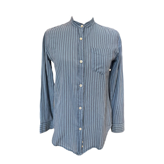 Isabel Marant Blue Grandad Collar Shirt - 6/8