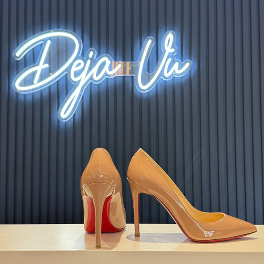 Christian Louboutin Kate 100mm in Patent Blush - 38.5 / 5.5 - NEW