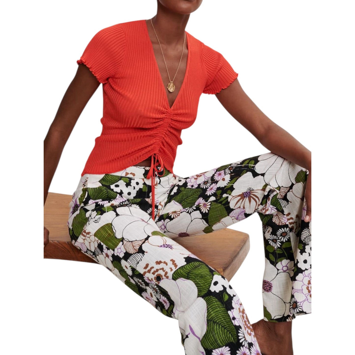 Maje Orange Ruched Top - 8