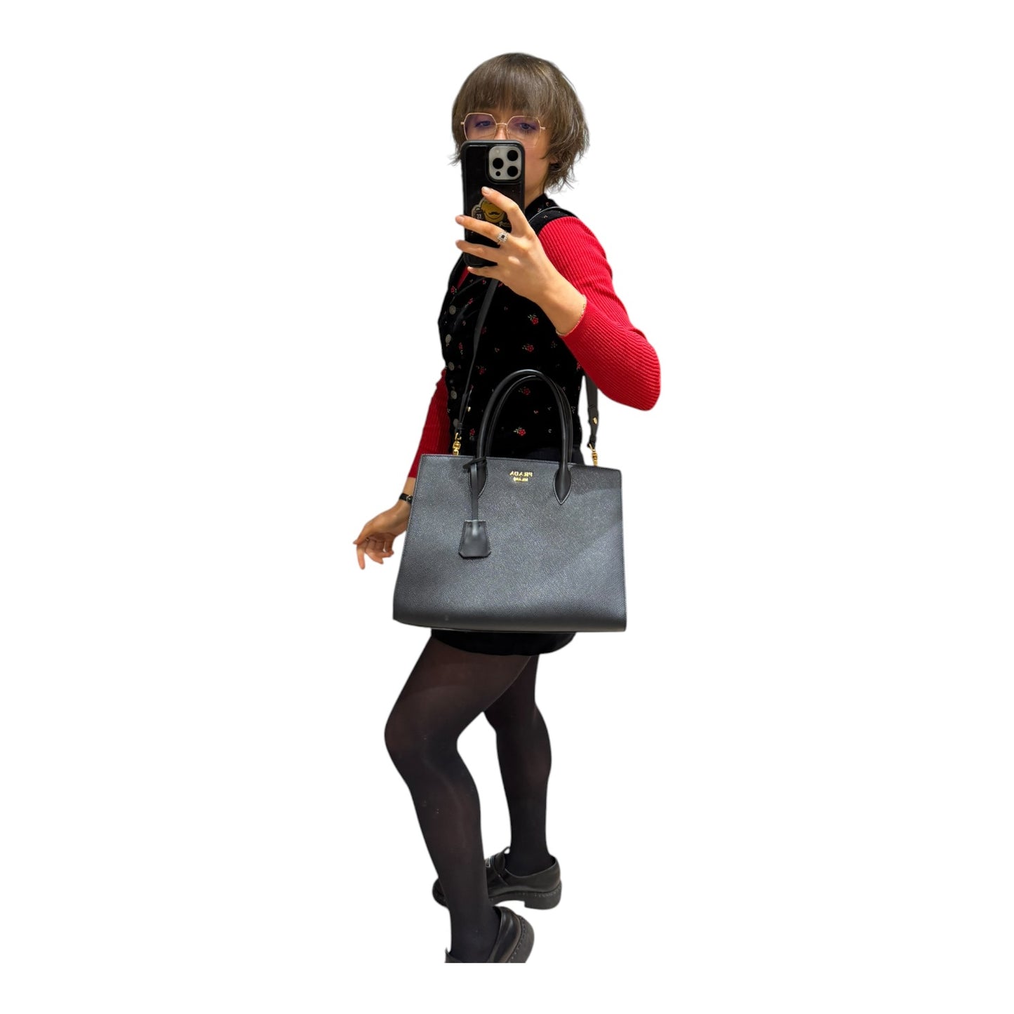 Prada Saffiano Cuir City Bibliotheque Large Tote