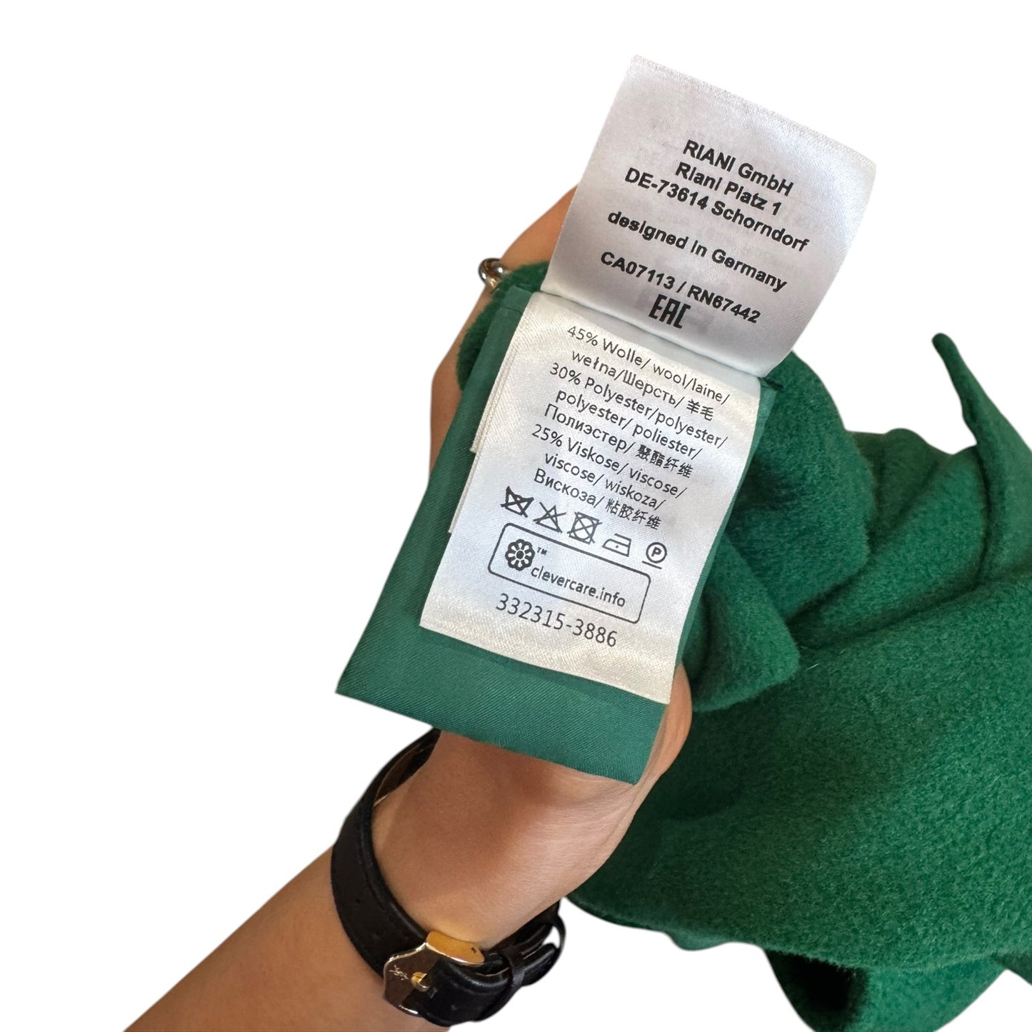 Riani Green Wool Blend Coat - 14/16