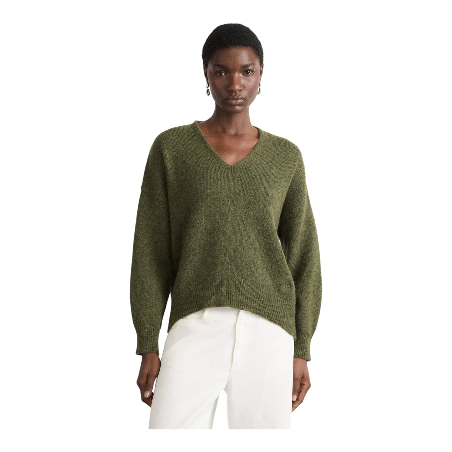 Boss Khaki Green V Neck Jumper - 12