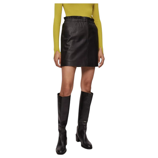 Jigsaw Black Leather Mini Skirt - 10