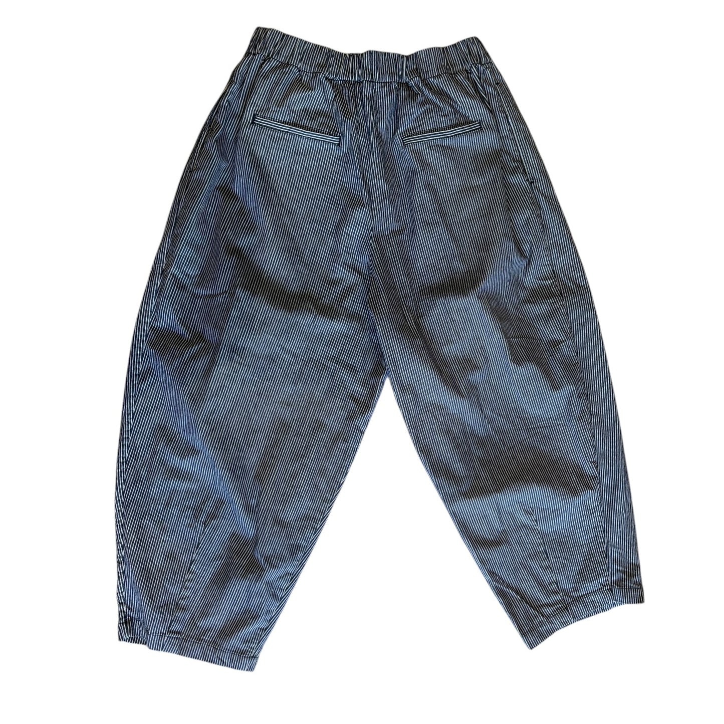 Toast Navy Pinstripe Barrel Leg Trousers - 14/16