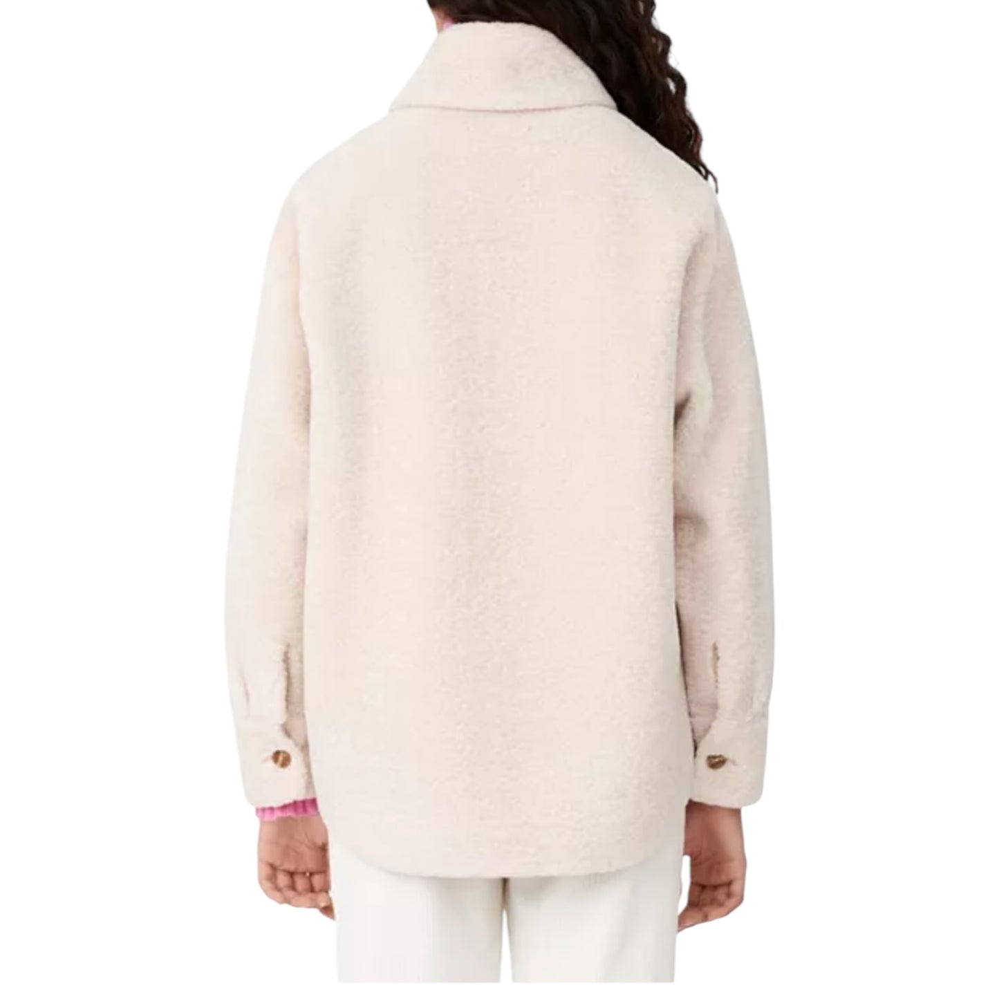 Maje Cream Shearling Coat - 12/14 - NEW