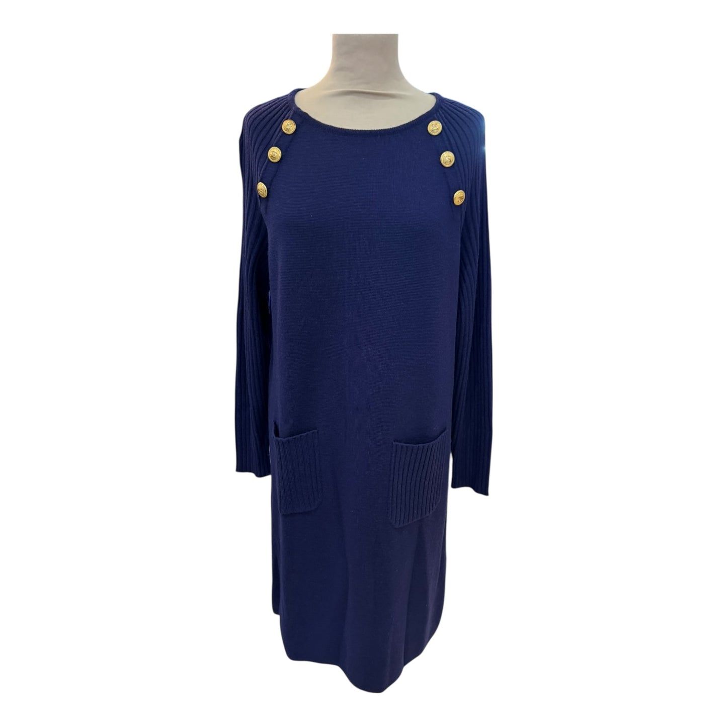Luisa Spagnoli Navy Knit Dress - 14/16
