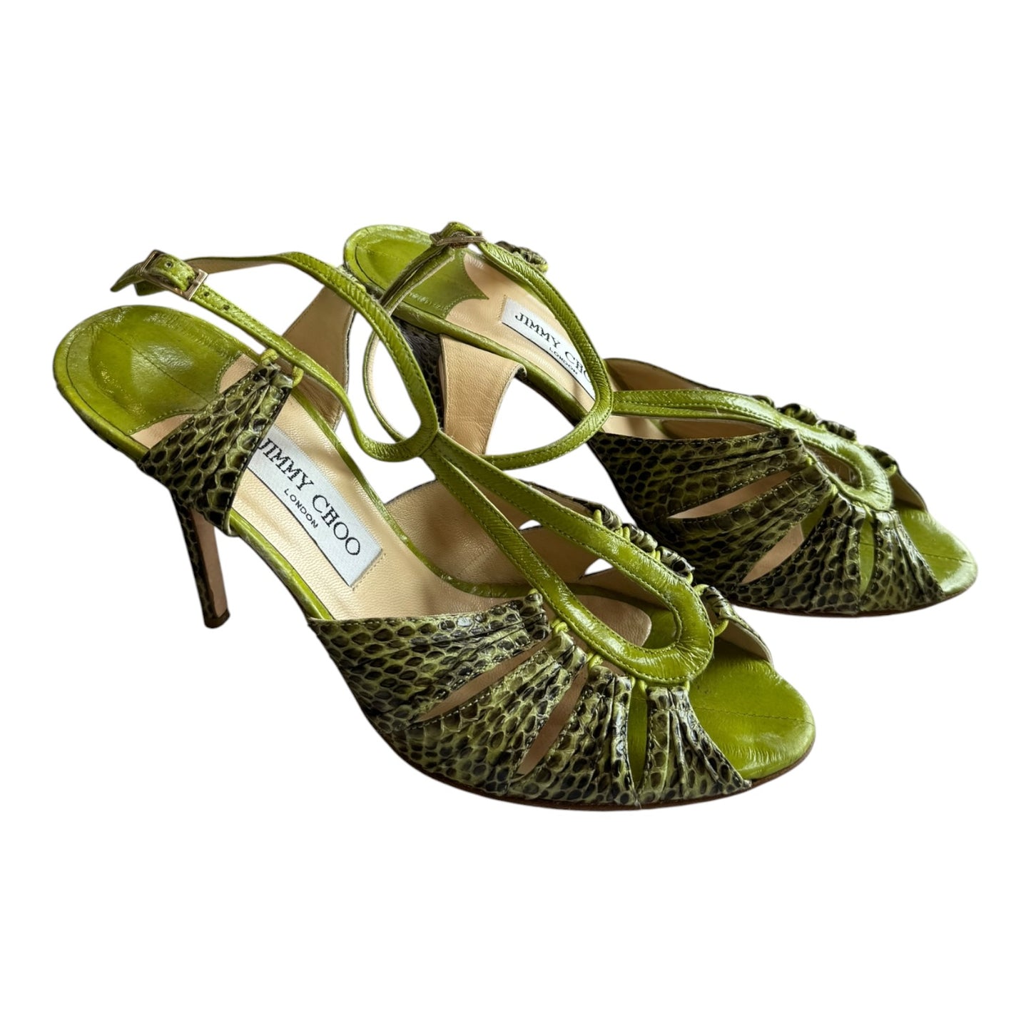 Jimmy Choo Green Snake Print Heels - 39.5 / 6.5