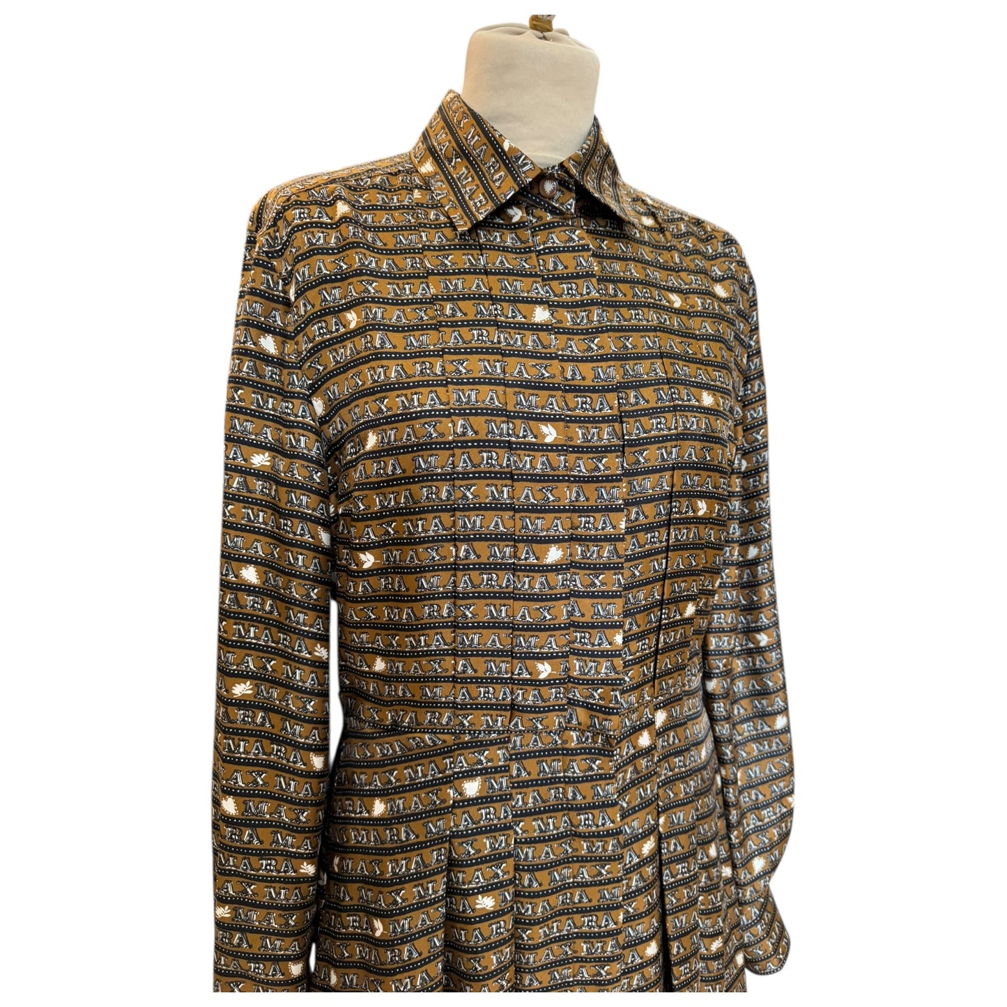 Max Mara Emmy Brown and Navy Silk Dress - 12