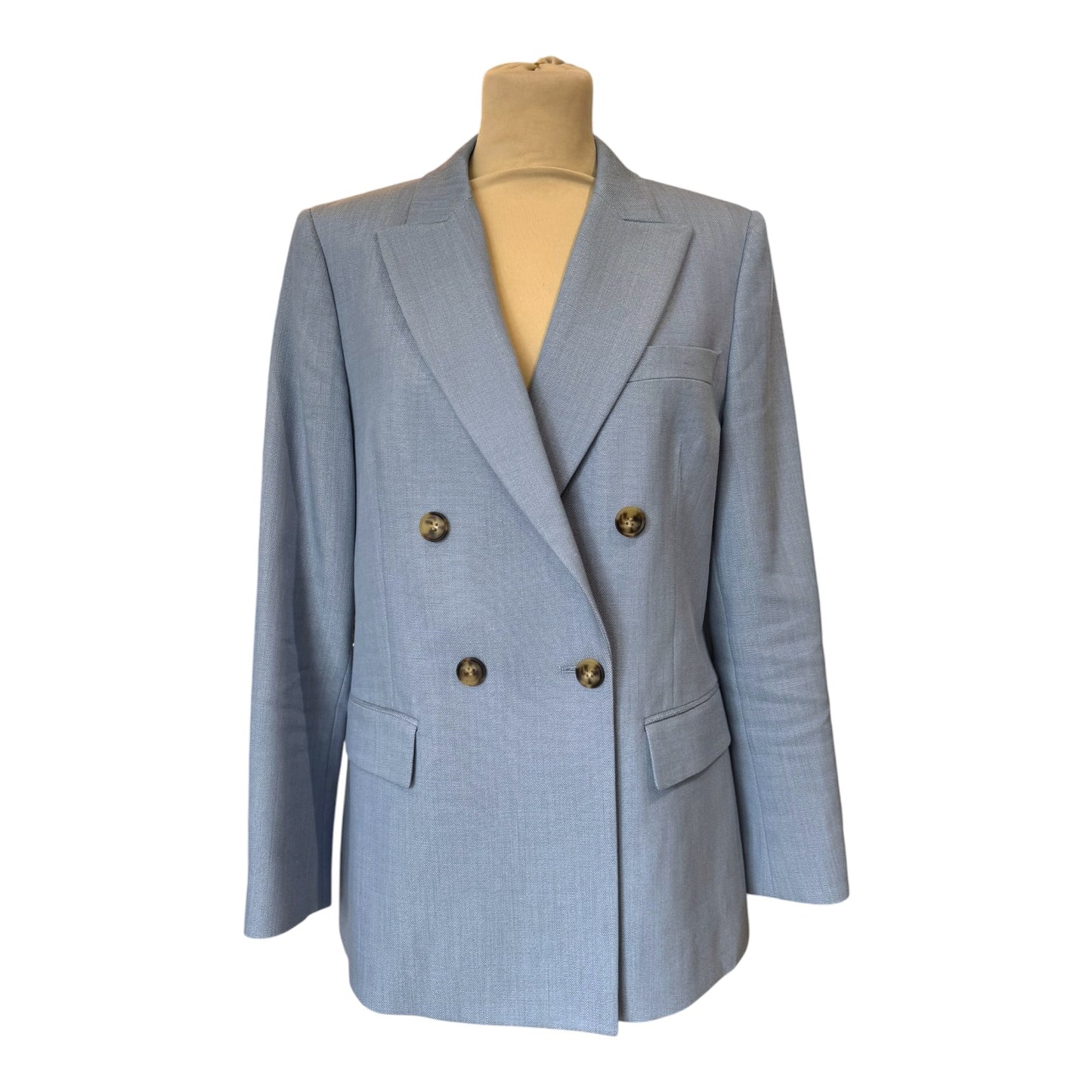 Reiss Blue June Double Breasted Suit Blazer - 12