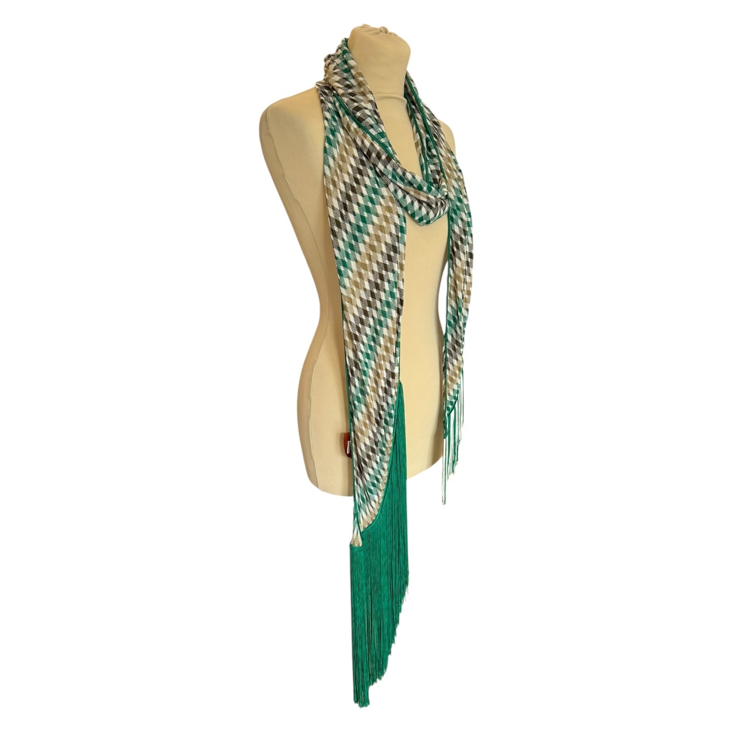 Missoni Green and White Scarf
