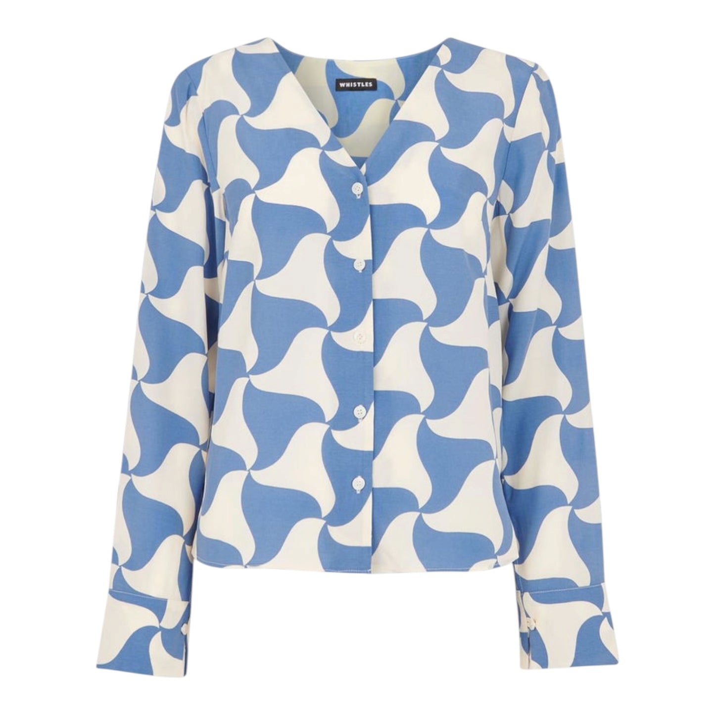 Whistles Blue and Cream Spun Triangle Blouse - 10