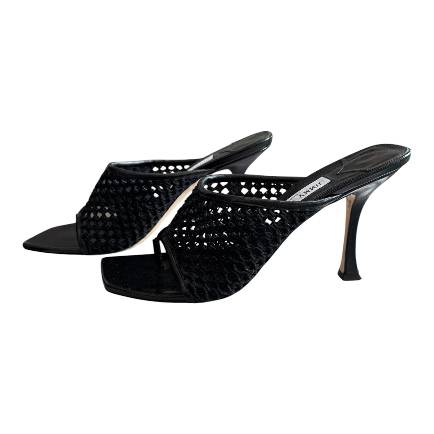 Jimmy Choo Black Seher 90 Woven Mules - 40.5 / 7.5