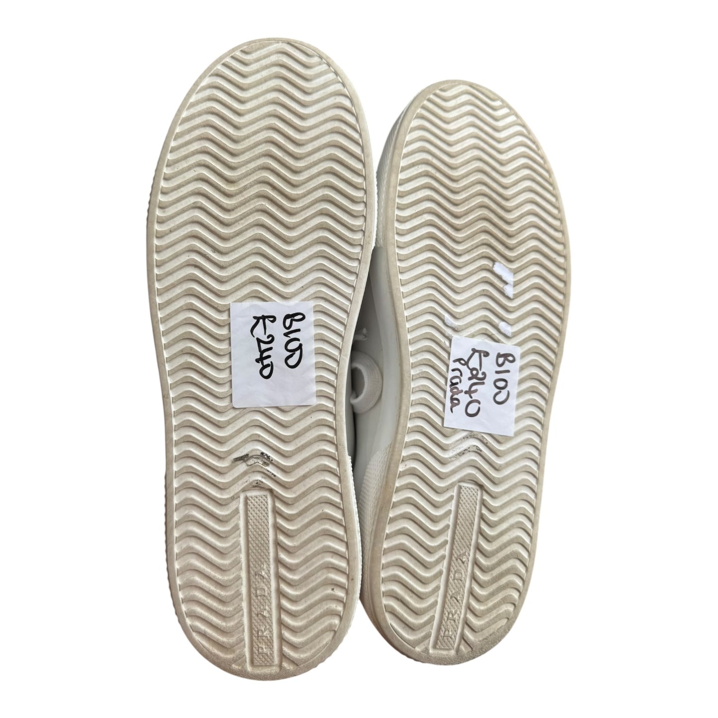 Prada White Leather Platform Trainers - 40/7
