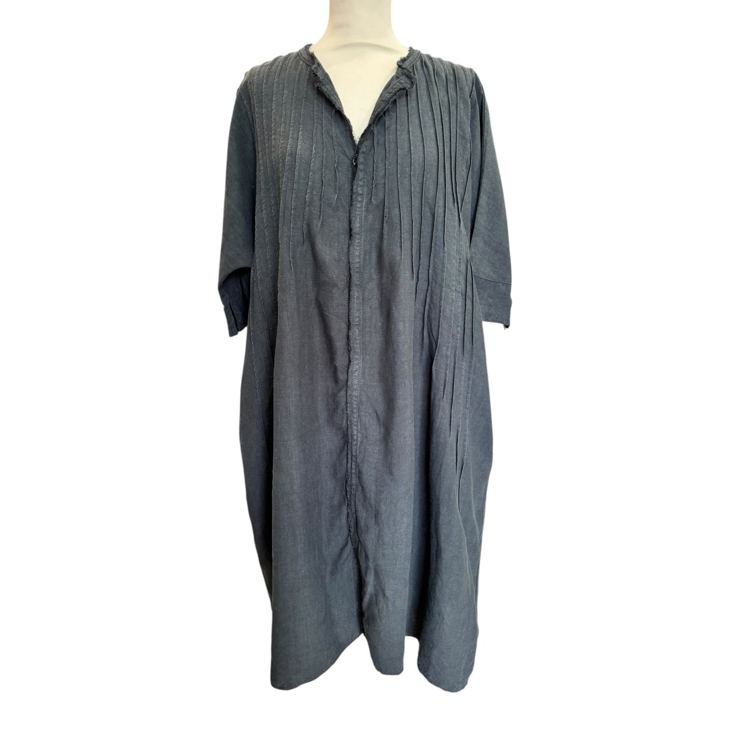 Kapital Black French Linen Pintuck O'Keeffe Dress - 12/14