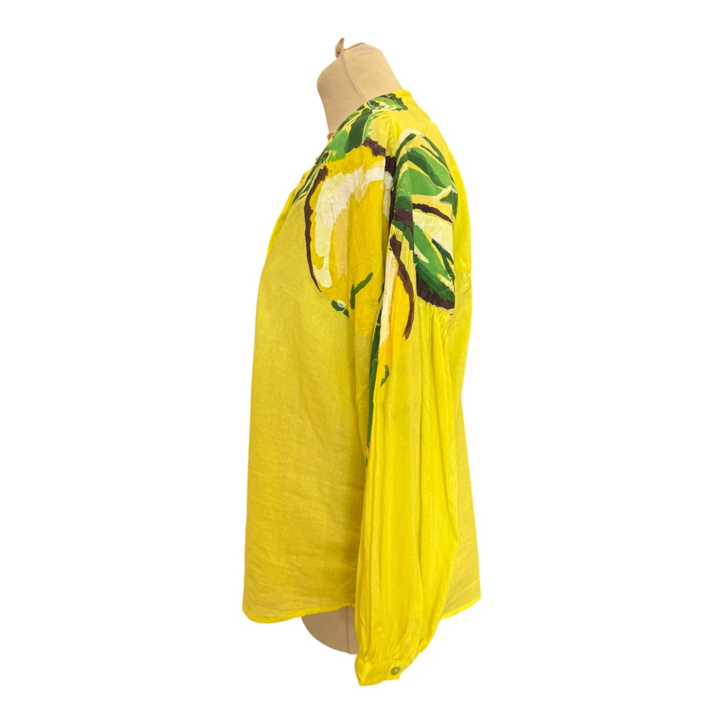 Pom Yellow Leaf Motif Blouse - 12 - NEW