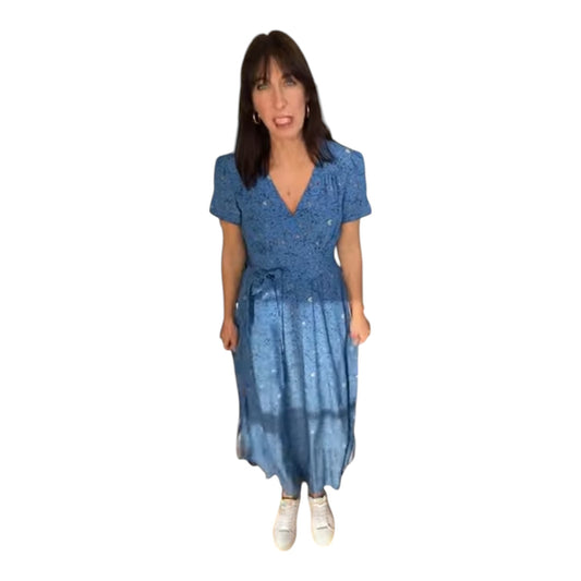 Cefinn Silk Blue Wrap Dress - 6/8