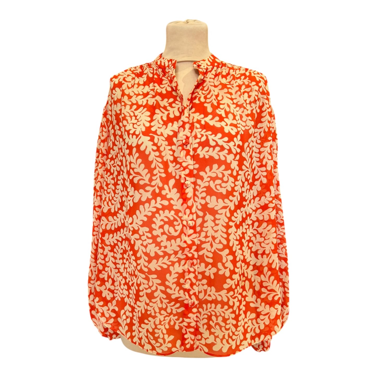 DVF Orange and Cream Bristol Printed Top - 10