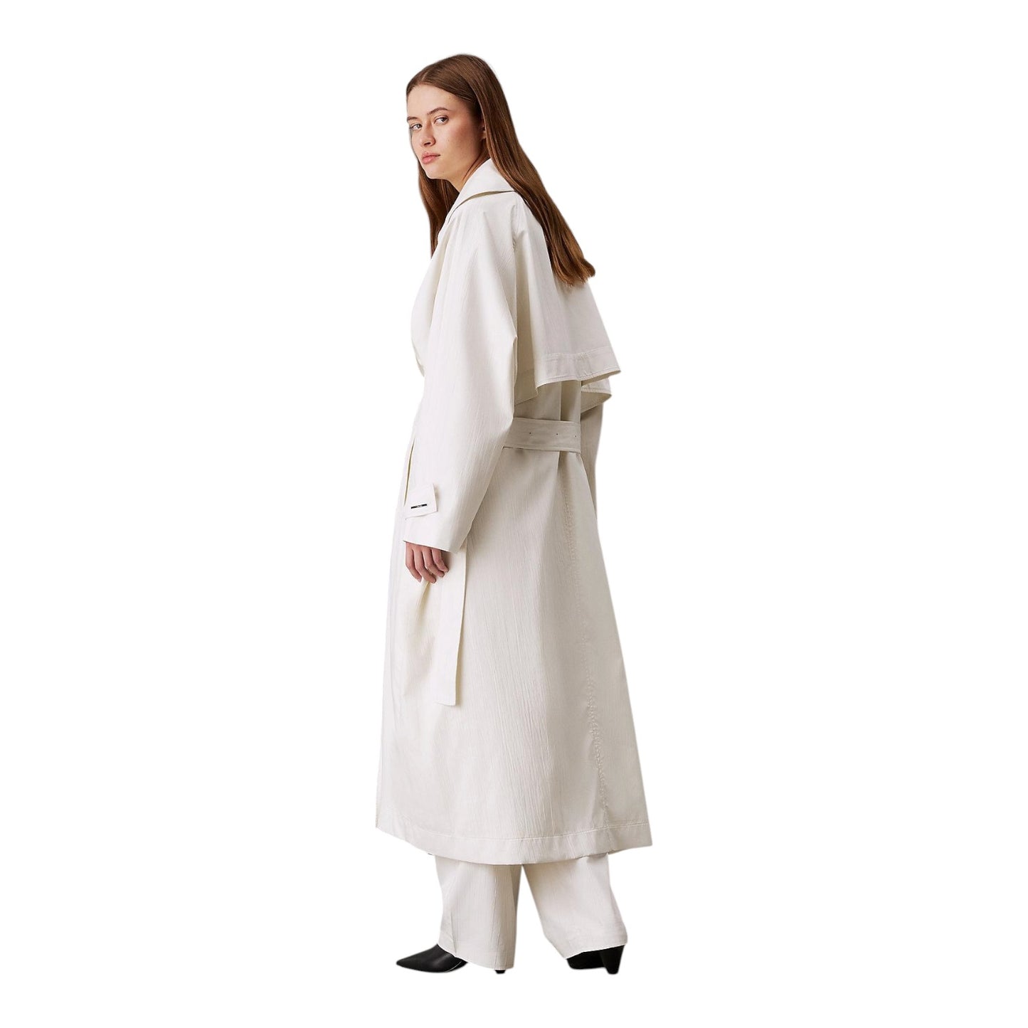 Calvin Klein Off White Oversized Trench Coat - 12 - NEW