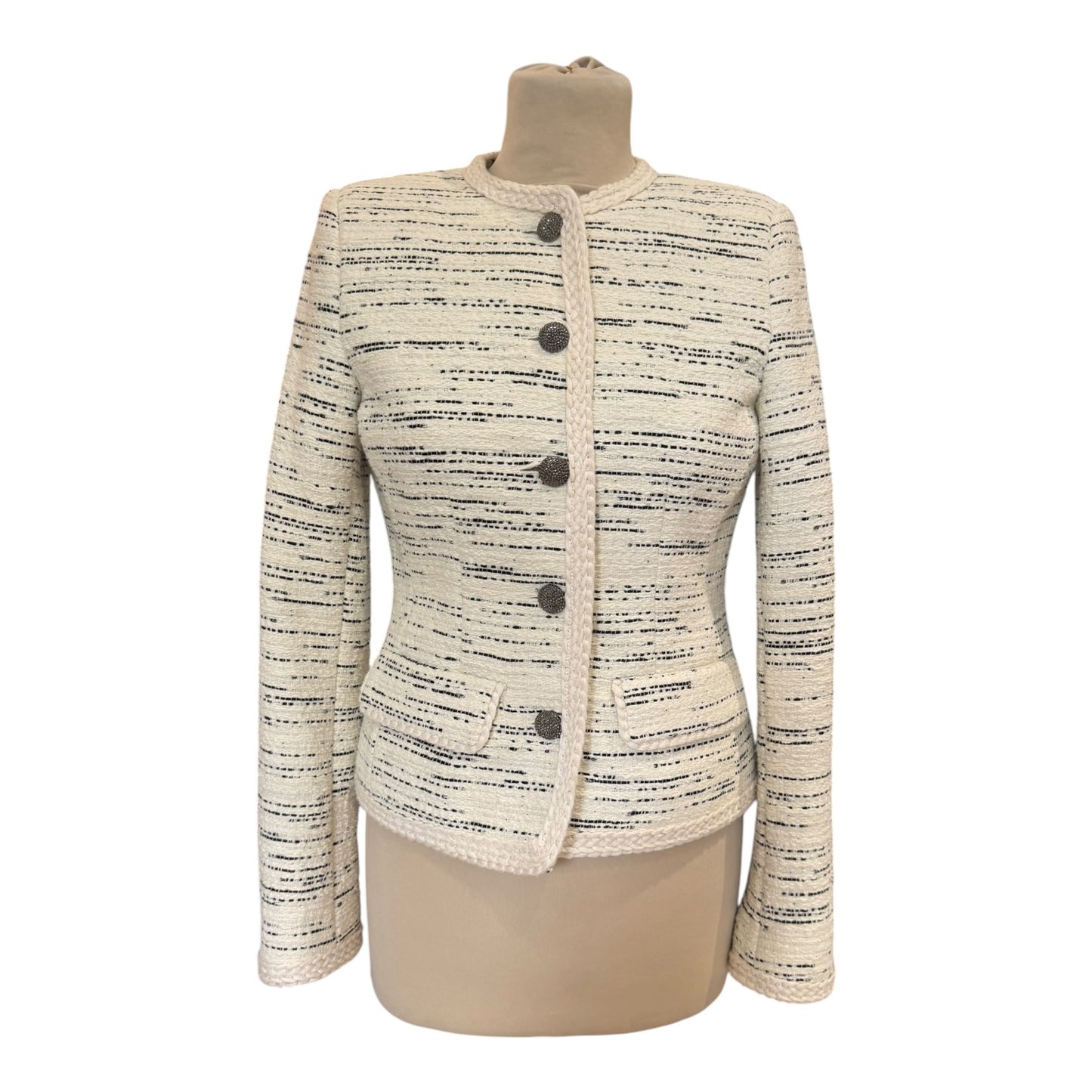 Ba&sh Cream and Black Tweed Roza Jacket - 6/8
