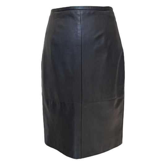 Helen McAlinden Black Leather Pencil Skirt - 12