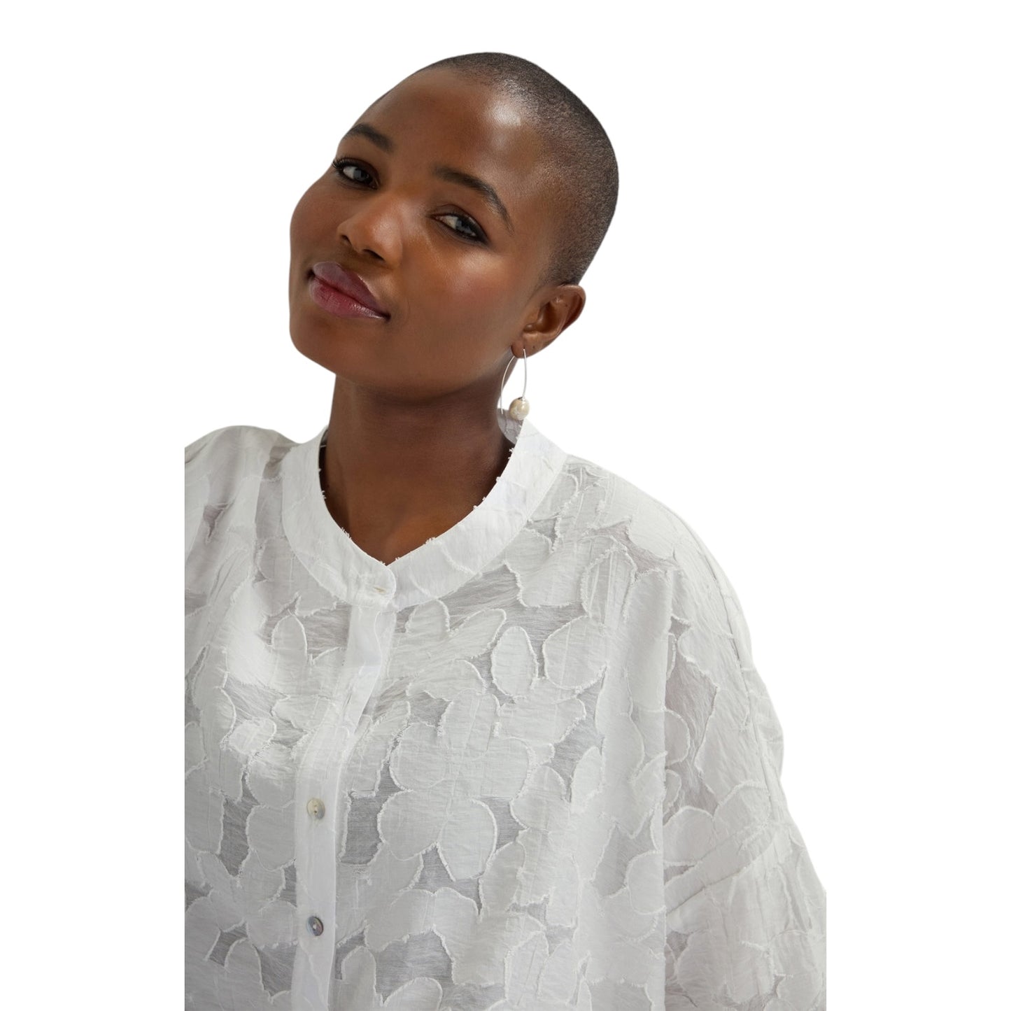Sahara Floral Burnout White Shirt - 18 - NEW