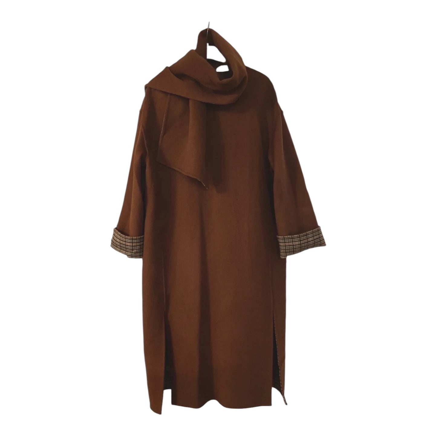 Jaeger Reversible Brown and Check Coat with Scarf - 12