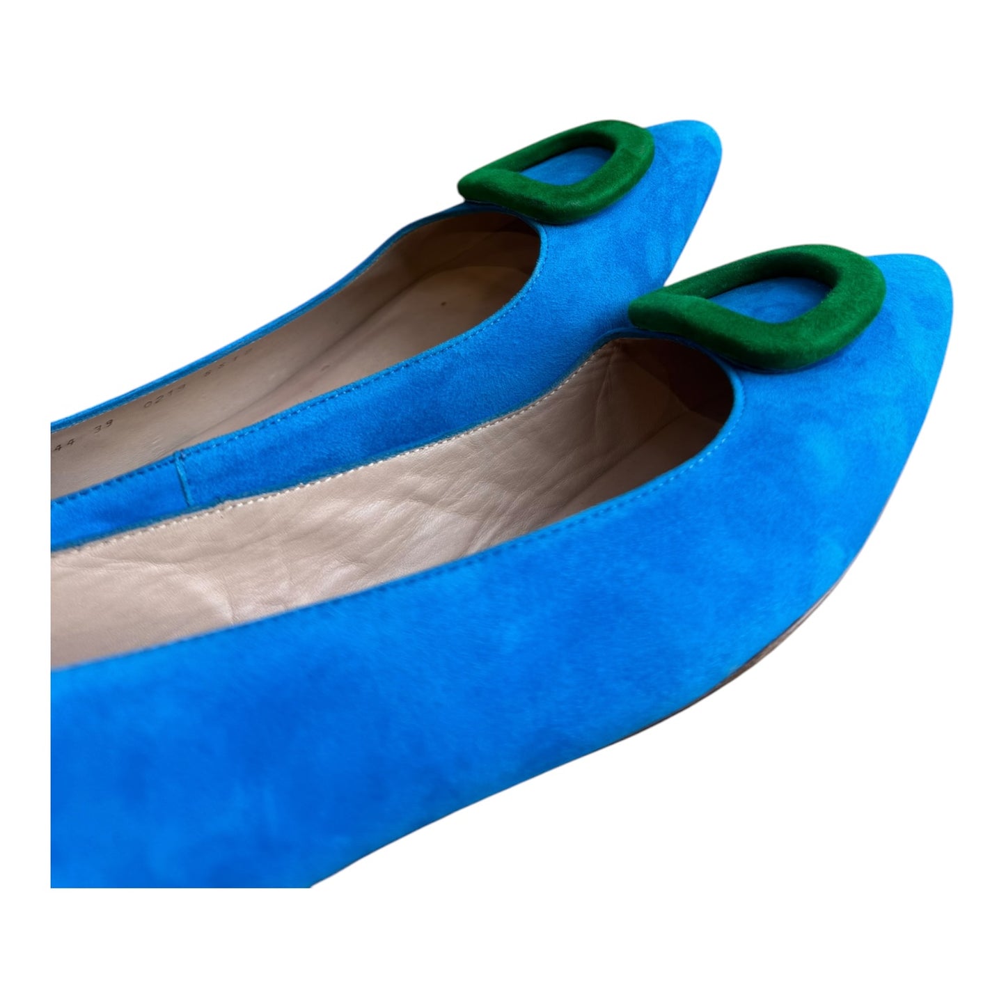 LK Bennett Blue and Green Pointed Flats - 39/6