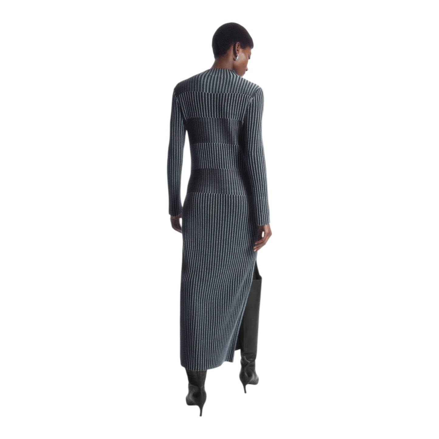 COS Striped Ribbed Knit Midi Dress - 12 - NEW