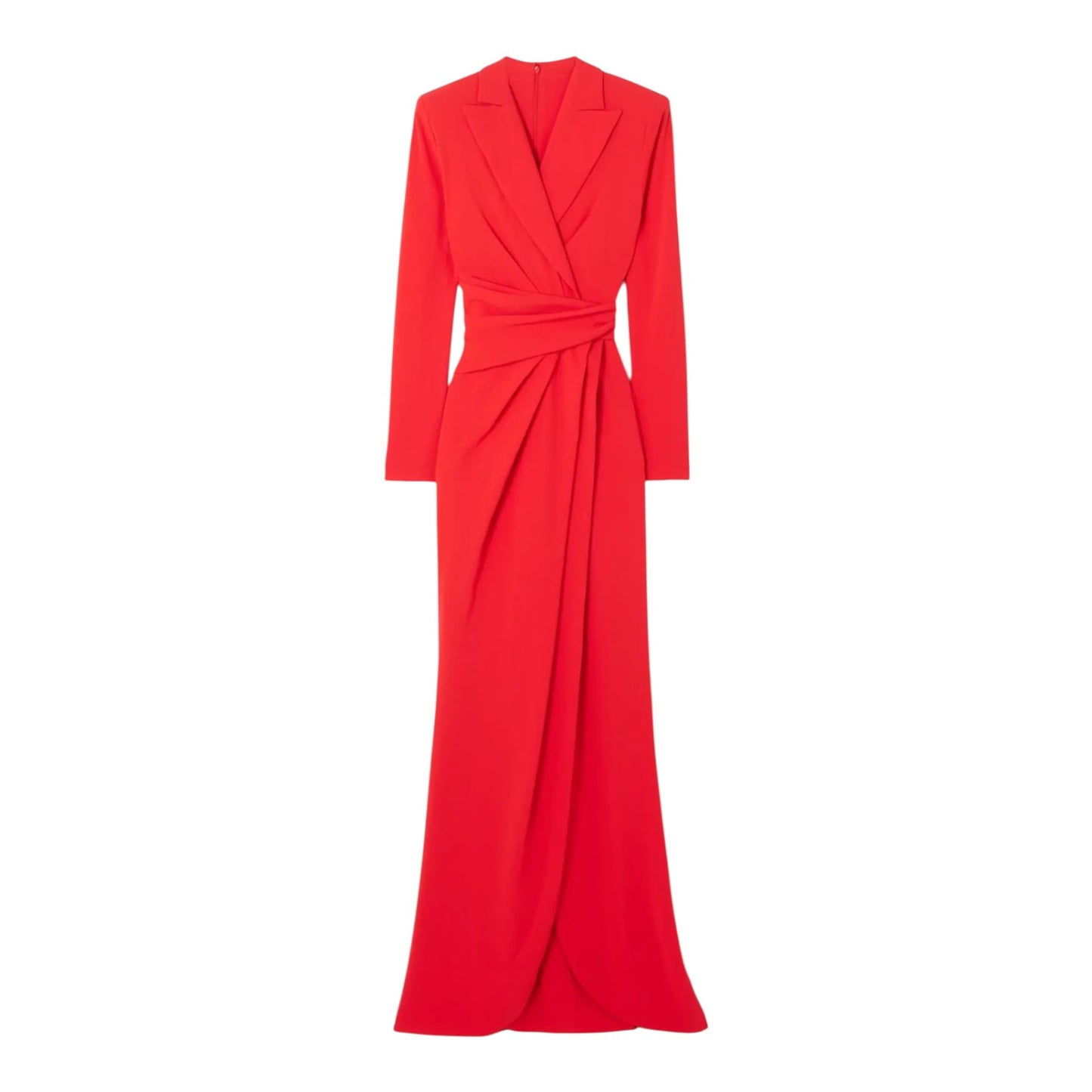 Talbot Runhof Red Wrap Effect Draped Crepe Gown - 16