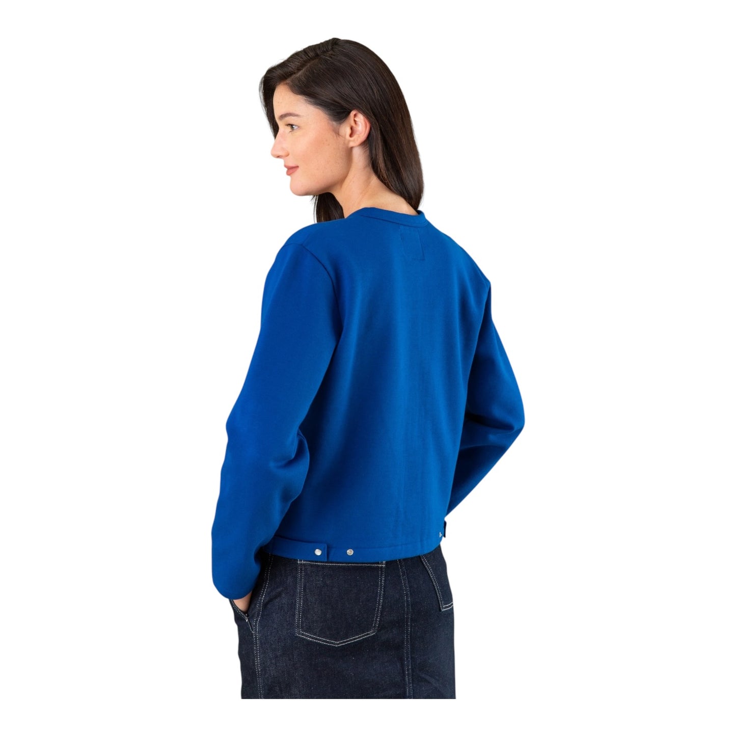 Agnes B Mid Blue Le Classique Snap Cardigan - 14/16