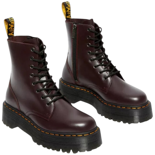 Dr Martens Burgundy Jadon Smooth Leather Platform Boots - 37/4