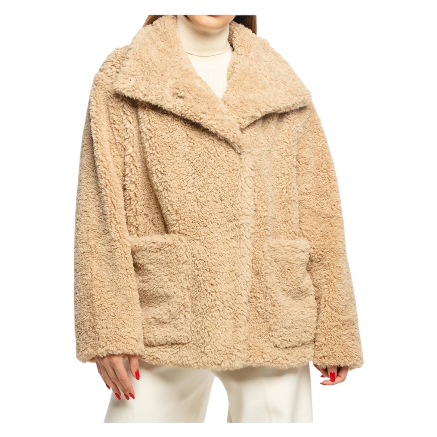 Riani Marble Teddy Jacket in Beige - 14