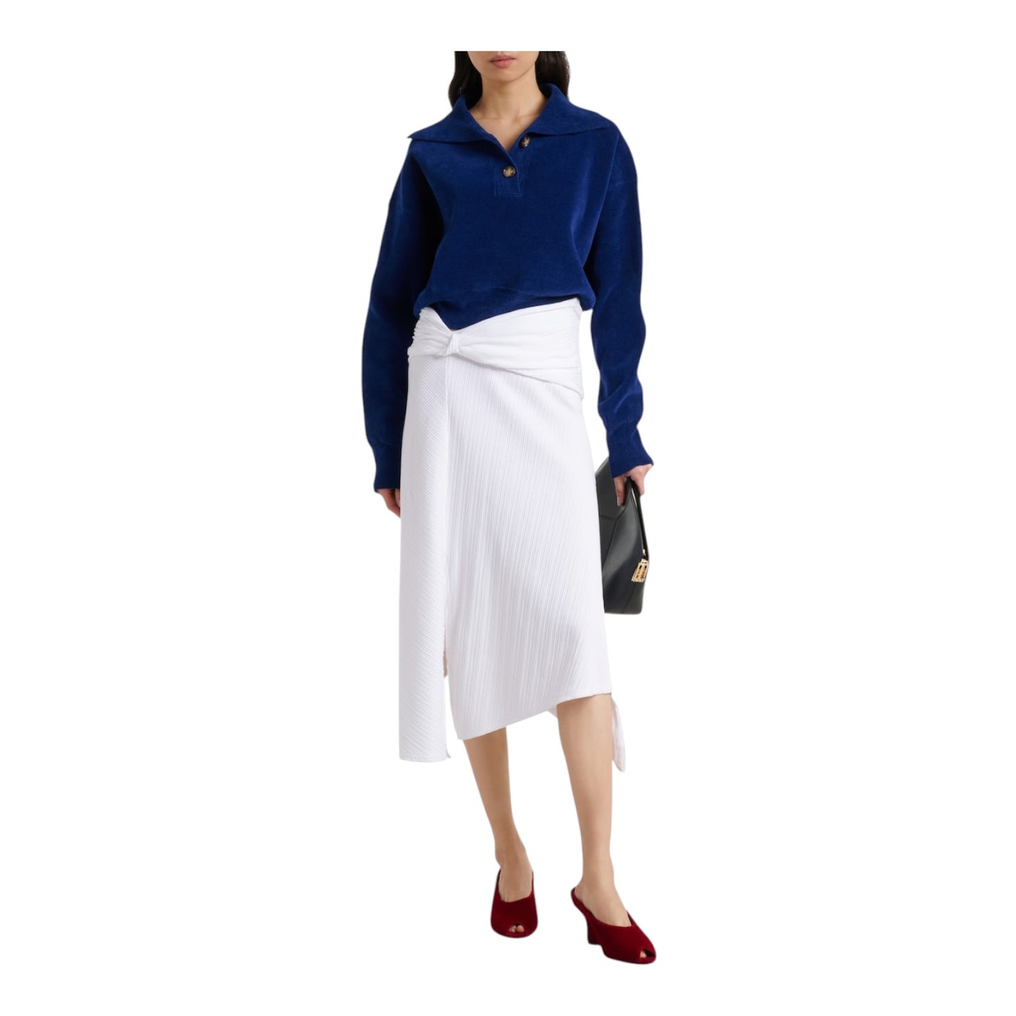 Victoria Beckham Cropped Cotton Blend Velvet Sweatshirt - 10/12