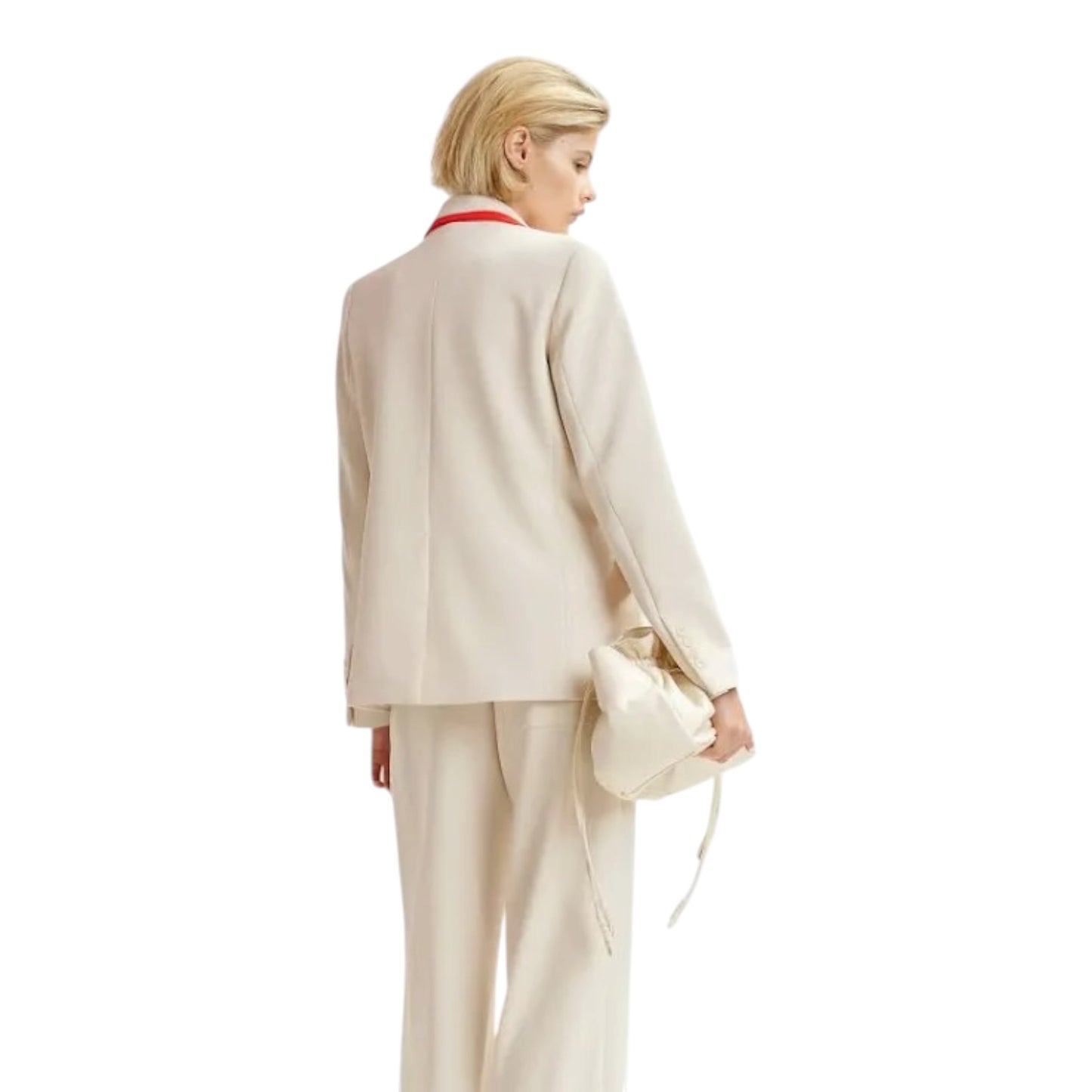Essentiel Antwerp Off White Red Trim Trouser Suit - 14 - NEW