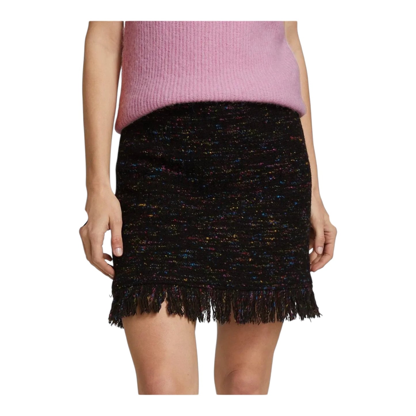 Ganni Black Rainbow Tweed Skirt Suit - 8