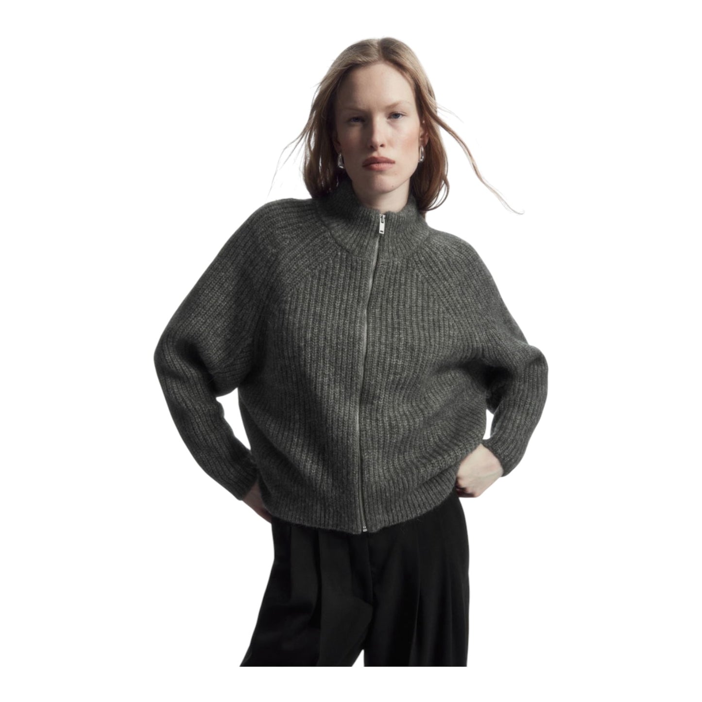 COS Alpaca Blend Zip Up Cardigan - 12