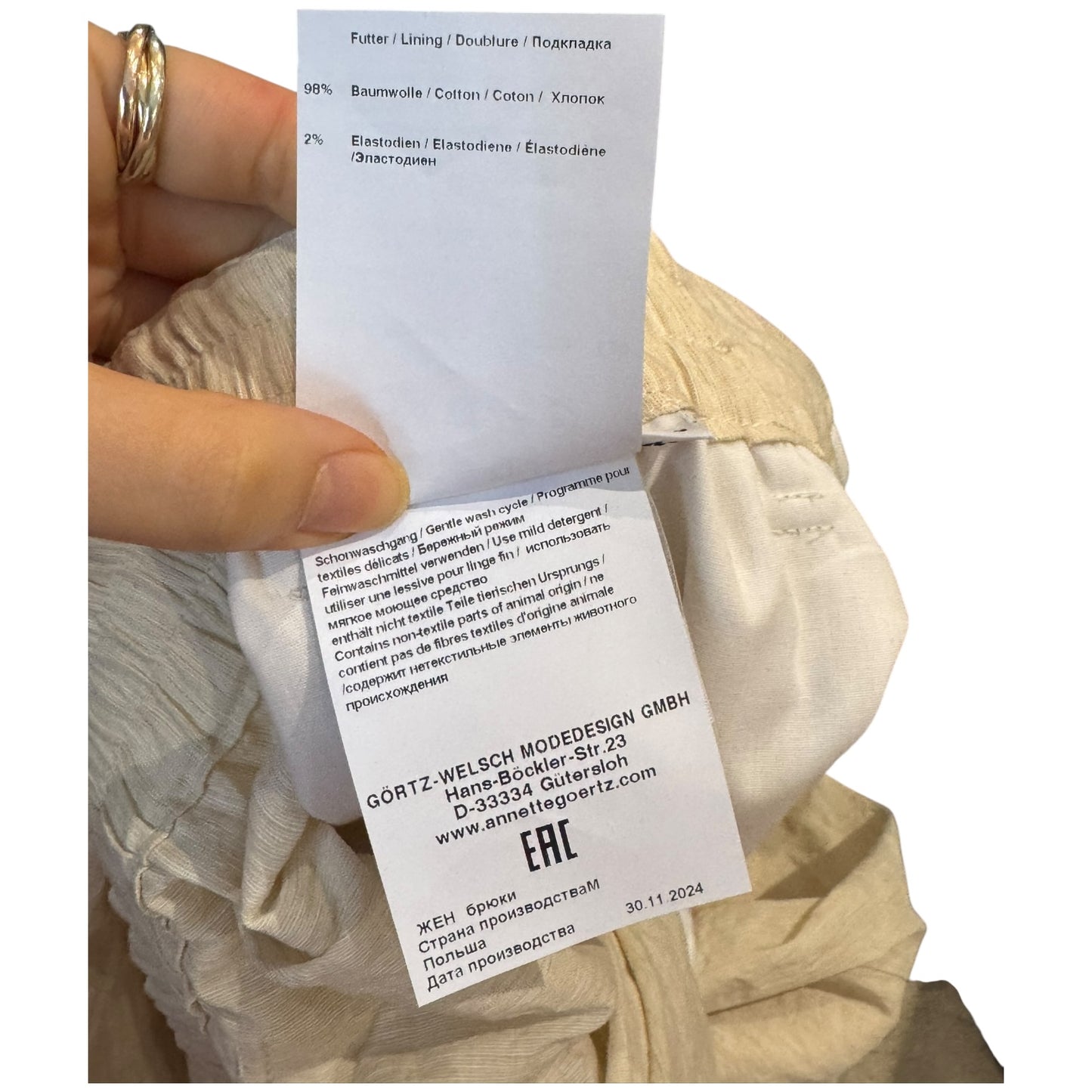 Annette Gortz Cream Trousers - NEW - 16/18