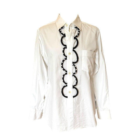 Commes des Garcons White Shirt with Black Tubing Detail - 12 - NEW