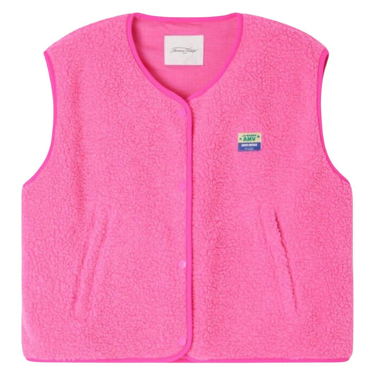 American Vintage Hoktown Fleece Gilet in Acid Pink - 10