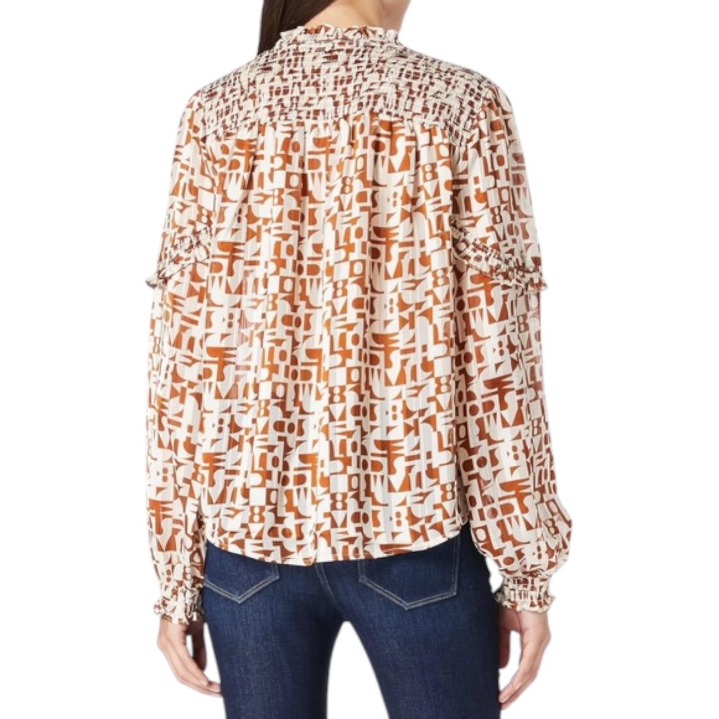 Scotch and Soda Tan Cream Patterned Blouse - 10/12