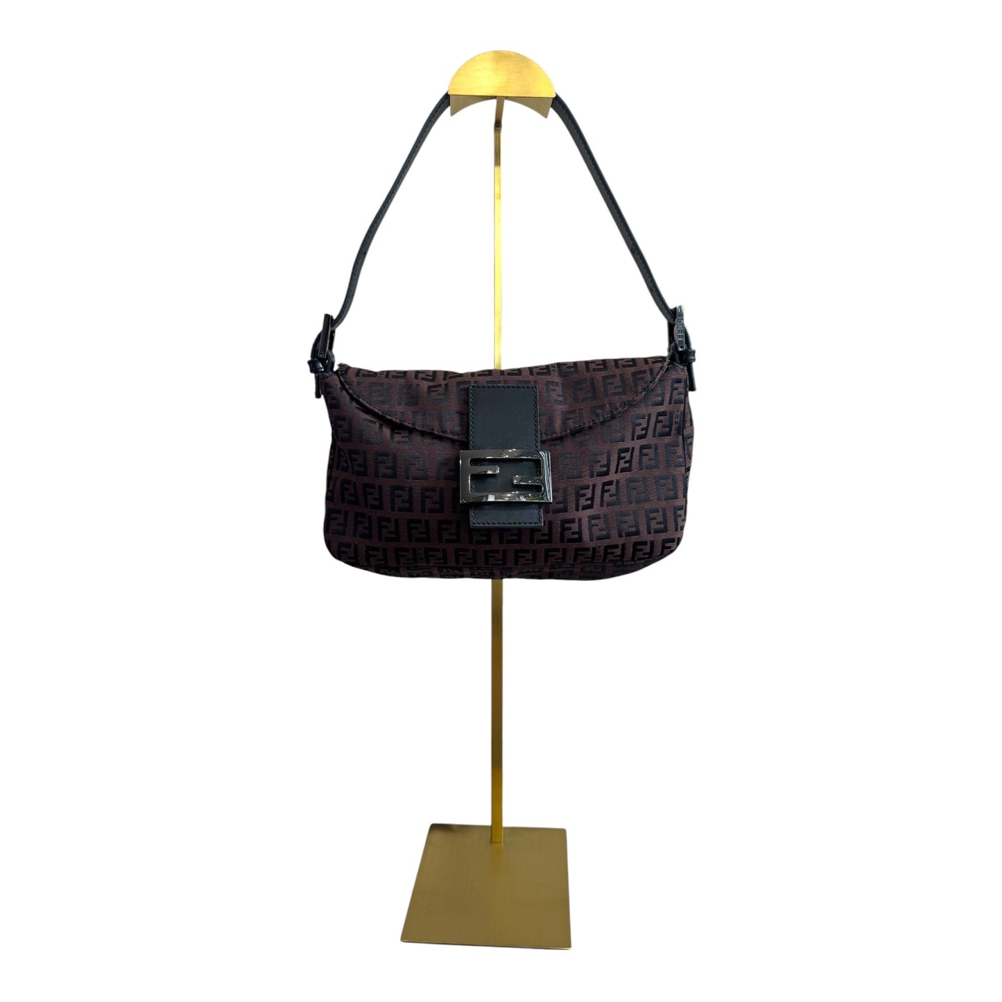 Fendi Zucchino Double Flap Baguette Bag