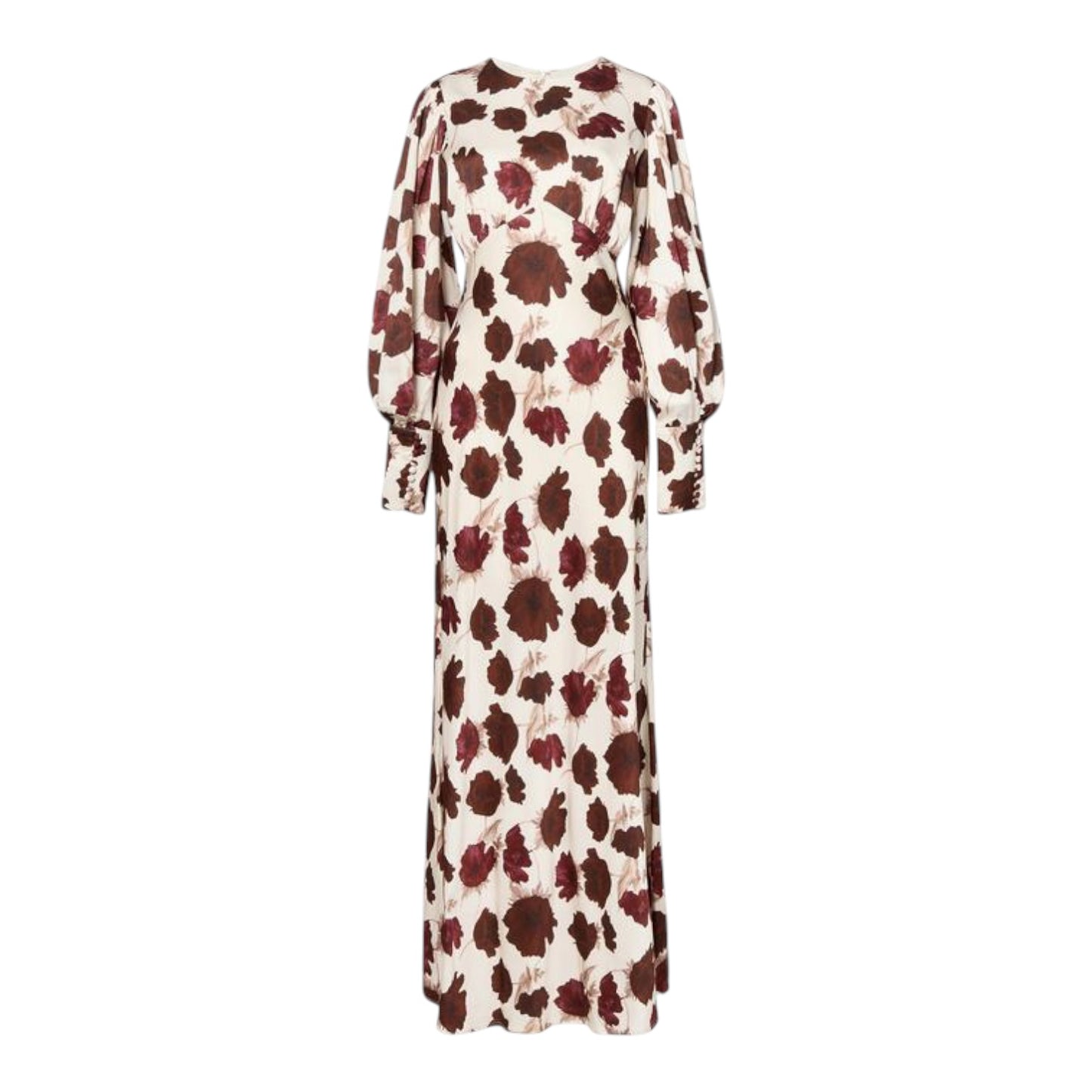 Malina Alize Floral Satin Maxi Dress in Wine Peony - 12/14
