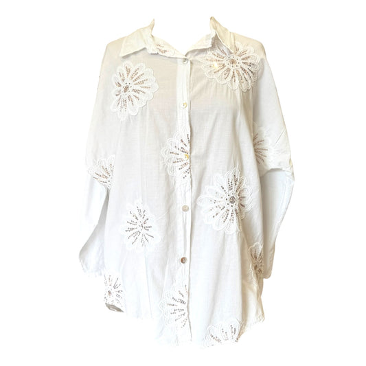 White Sequin Shirt - 10/12