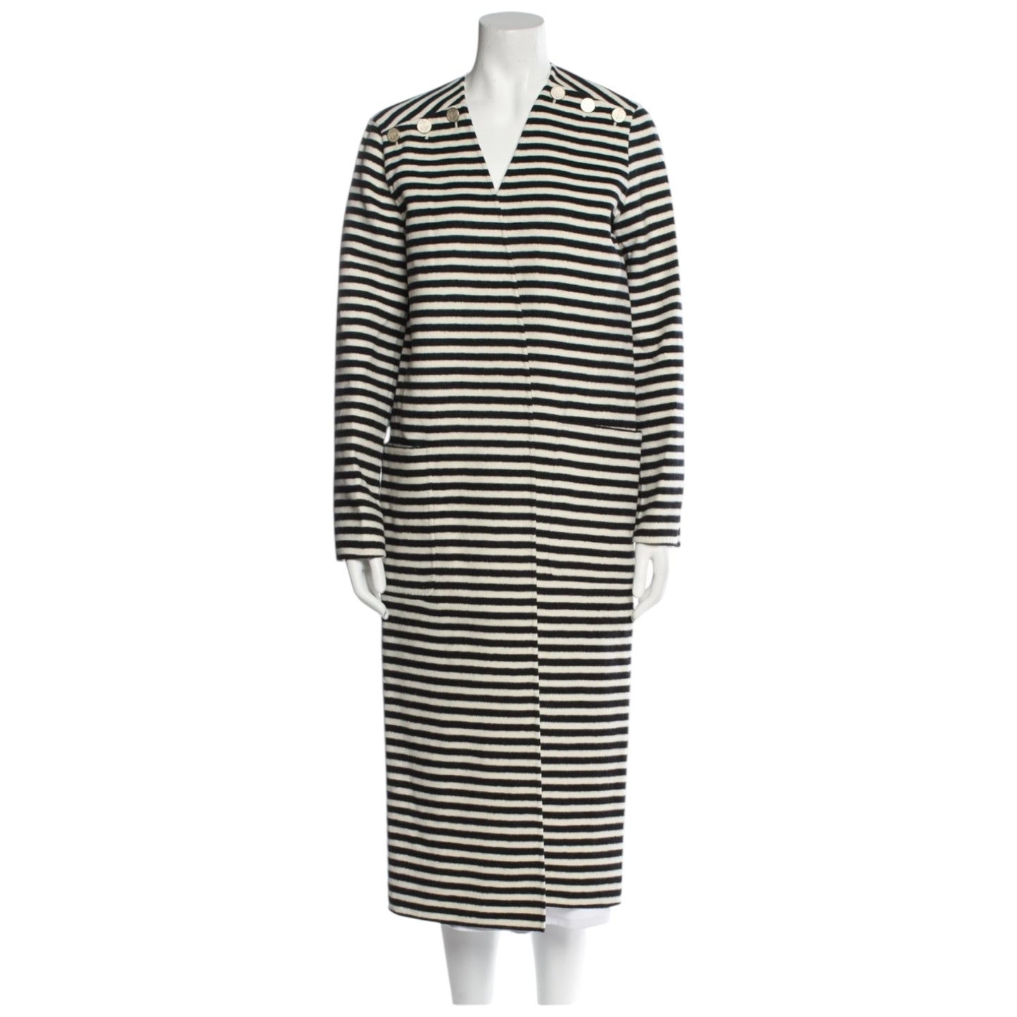 MaxMara Sfilato Black and White Stripe Coat - 12