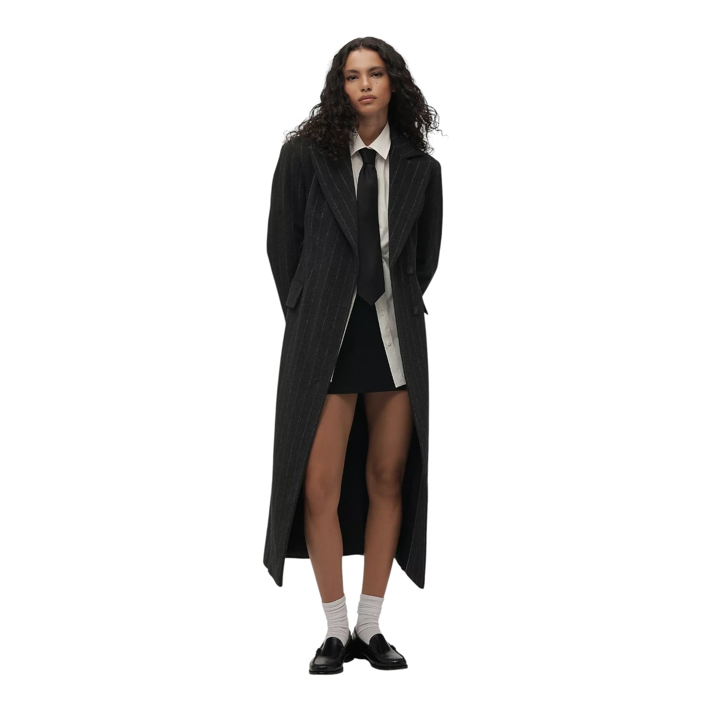 By Anthropologie Pinstripe Hourglass Wool-Blend Coat - 8